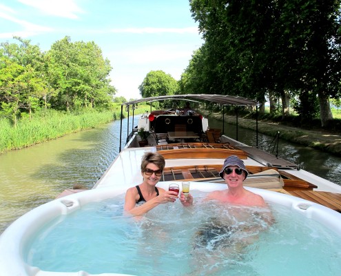 Enjoying the spa on Tango Barge - Canal du Midi